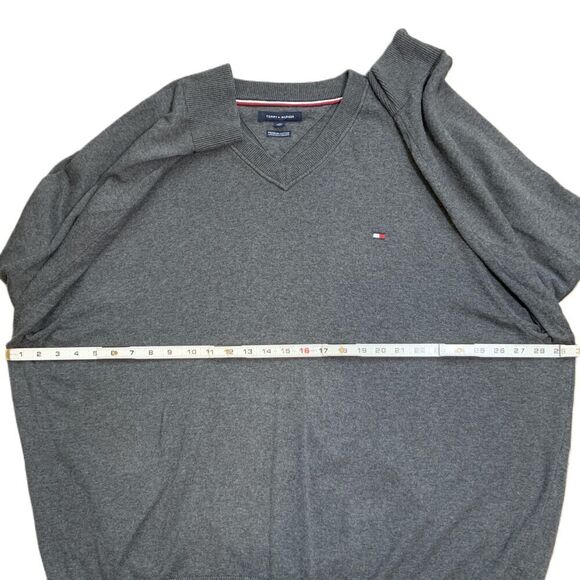 Tommy Hilfiger Gray Long Sleeve Embroidered Logo V Neck Sweater Size 3XL Preppy - Picture 8 of 11